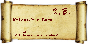 Koloszár Bars névjegykártya